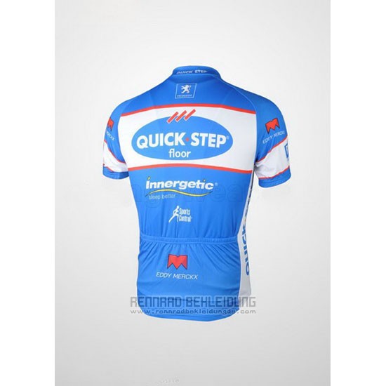 2010 Fahrradbekleidung Quick Step Floor Azurblau Trikot Kurzarm und Tragerhose